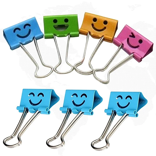 

10Pcs Smile Metal Binder Clips for Notes Letter Paper Books Home Office School