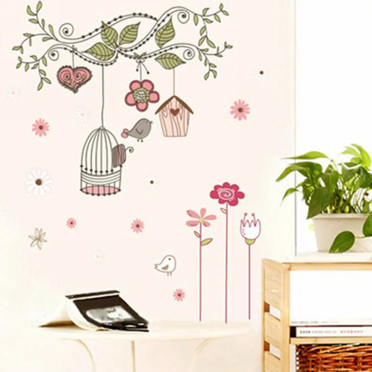 70cm*50mm Removable Tree Birdcage Wall Decals Bedroom Nursery Stickers Art Room Decor DIY