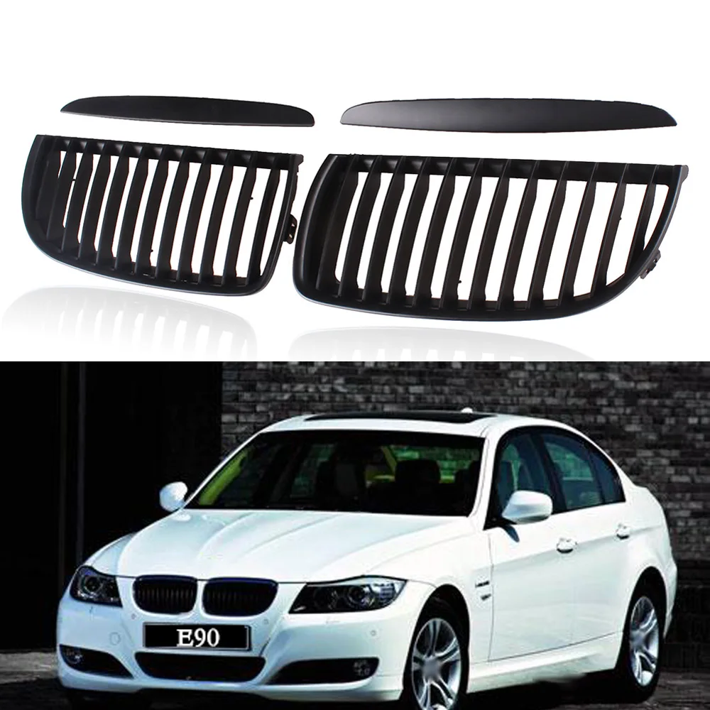 2Pcs Car Front Left Right Center Kidney Grille Grill Gloss Black for BMW E90 3Series Sedan 2005-2008 Grilles | Автомобили и