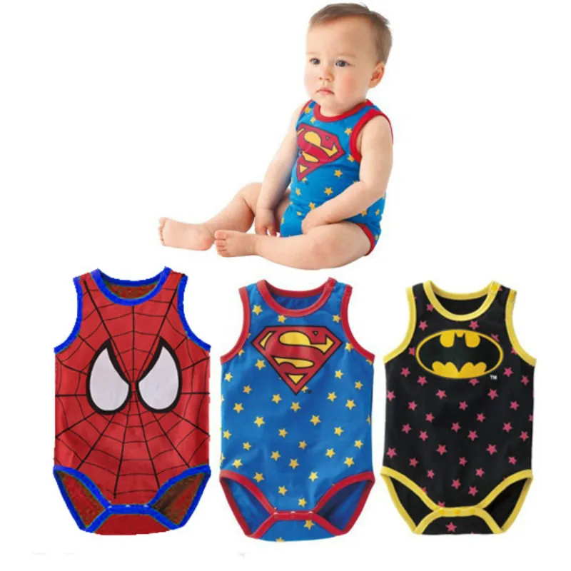 European and American Summer Short-sleeved Triangle Harry Superman Cartoon Cotton Crawl Suit Clothes Men's Clothing Newborn Thin