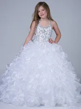 Glitter Crystal Beaded Halter Lovely Girls Pageant Dresses OrganzaRuffles Ball Gowns Girls dress Glitter Crystal Beaded Halter Lovely Girls Pageant Dresses OrganzaRuffles Ball Gowns Girls dress