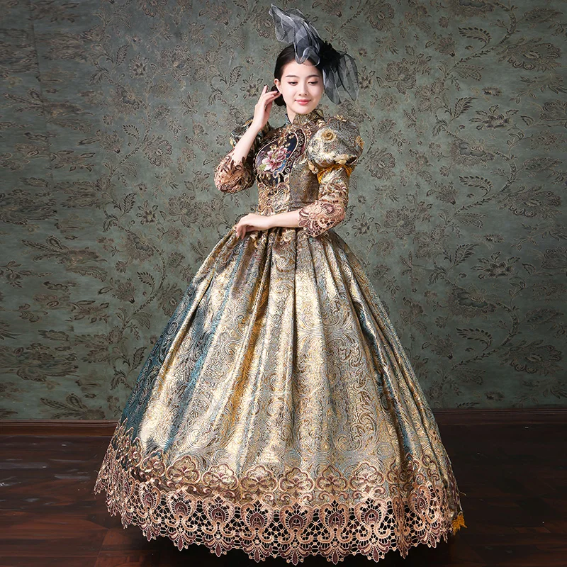 Длинное женское платье цвета шампанского, Антуанетты, средневековые маскарадные платья, бальные платья, театральные костюмы