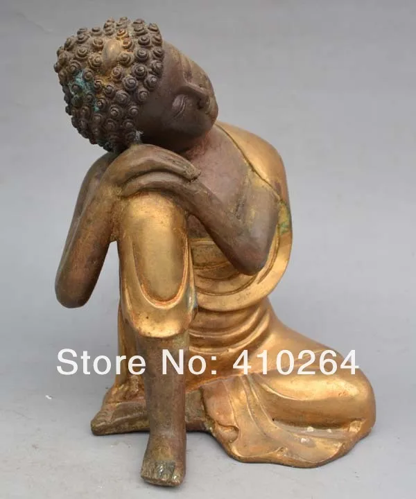 

[Nice Discount ] 6.5" Tibet Buddhist Gilt Bronze Sleeping Shakyamuni Buddha Statue