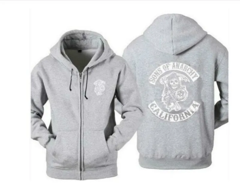 

New Arrival Hot TV Sons of Anarchy Cosplay Costume Mens Zipper Hoodie Warm Coat Jacket Autumn Winter Sweatshirts Hoodie