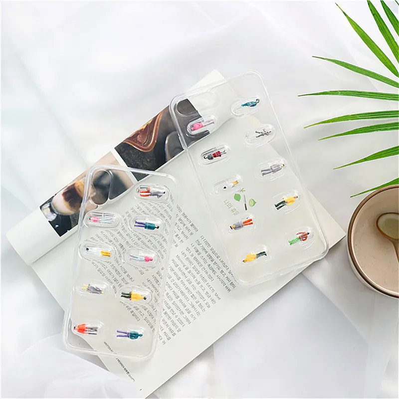 LUDI 3D Fun Cartoon Capsule Doll Phone Case For iphone X Case For iphone 6 6S 7 8 Plus Colorful Stereoscopic Clear Soft TPU Case2