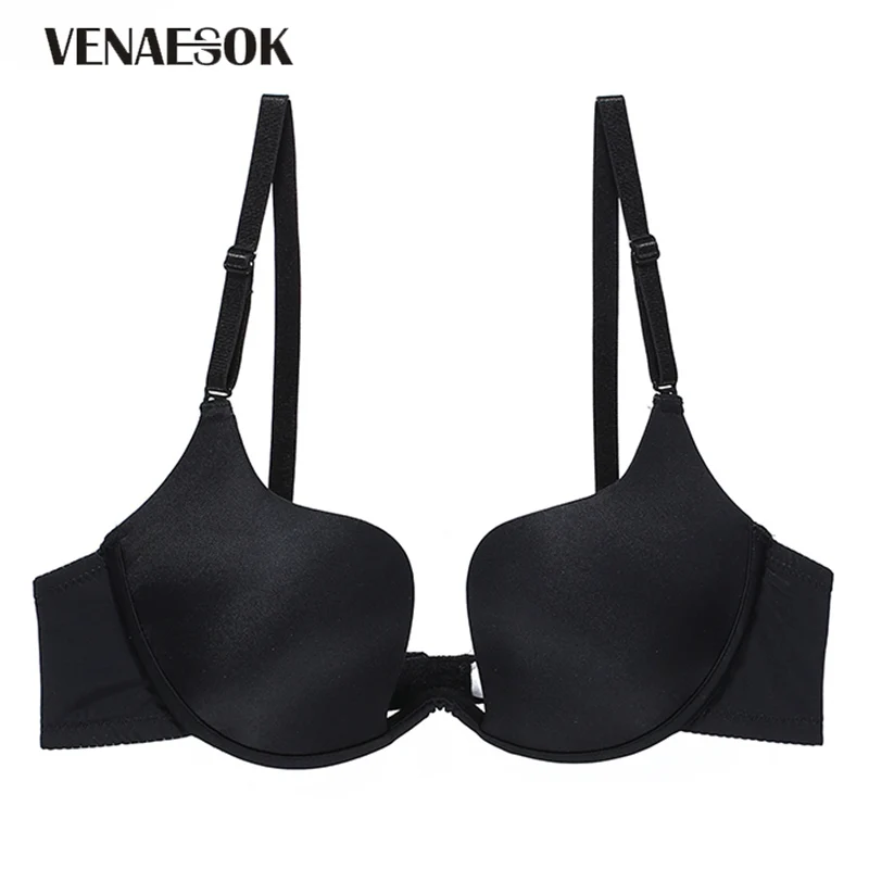 White Deep Plunge Sexy U Bra Half Cup Underwear Women Backless Invisible Back Bra Push Up 38 36 34 32 gather Plunge Bras Black