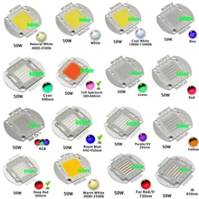 Led de alta potência 50 w chip branco quente fresco natural vermelho azul verde uv rgb ir espectro completo cresce a luz 50 w led para projetor