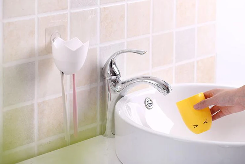Мультфильм милый настенное крепление паста оснастки типа подвязки держатель для зубных щеток ванной комнаты