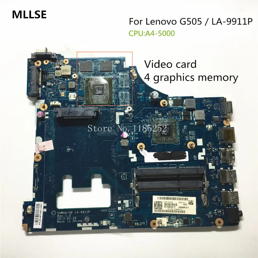 MLLSE original G505 Motherboard LA-9911P Main board For Lenovo Laptop with A4-5000 processor graphics card 100% tested