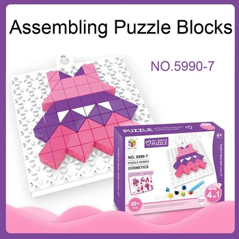 

DOLLRYGA DIY Puzzle Bricks Jigsaw lotes Animal Carton 3D Assembling Toy for Chilidren Early Educational 98pcs Brick jouet enfant