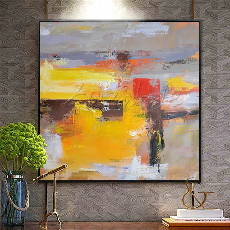 Hand painted canvas oil paintings Cheap large modern abstract cuadros Home decor Canvas quadro ...