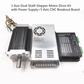 

1 Axis Nema34 12Nm 1714oz-in L150mm Stepper Motor Drive Kit Dual Shaft with Power Supply+ 5 Axis CNC Breakout Board+ Free Cable