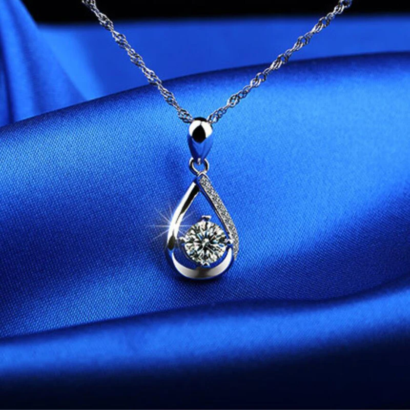KOFSAC Трендовое 925 Серебряное ожерелье для женщин блестящее циркониевое классическое ожерелье с подвеской в виде капли воды ювелирные изделия женские подарки на день рождения