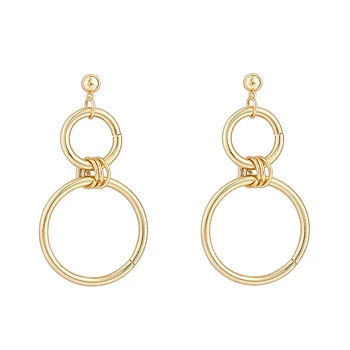 

LWONG Gold Color Double Hoop Earrings for Women Delicate Minimalist Earrings Geometrical Round Circle Earrings Gifts for Her