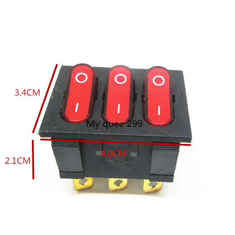 KSD3 34*40 Big Rocker Switches Red Three Way Switch 9 Pin 2 Position