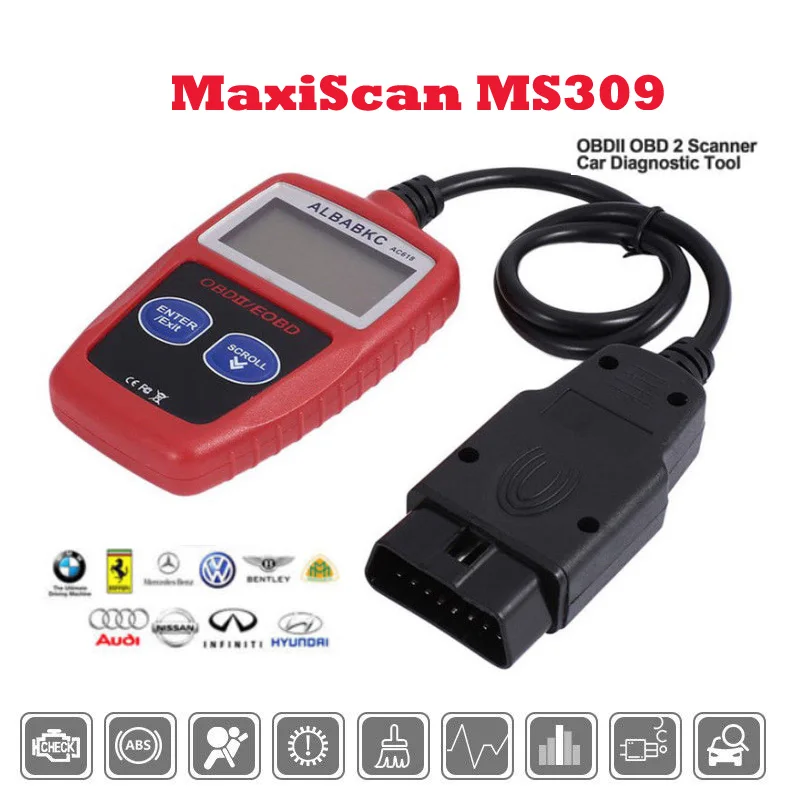 MS309 OBD2 диагностический сканер считыватель кодов автомобиля MS 309 Авто Бортовая Система диагностики 2 автомобиля код двигателя считыватель MaxiScan MS309 OBD2 OBDII