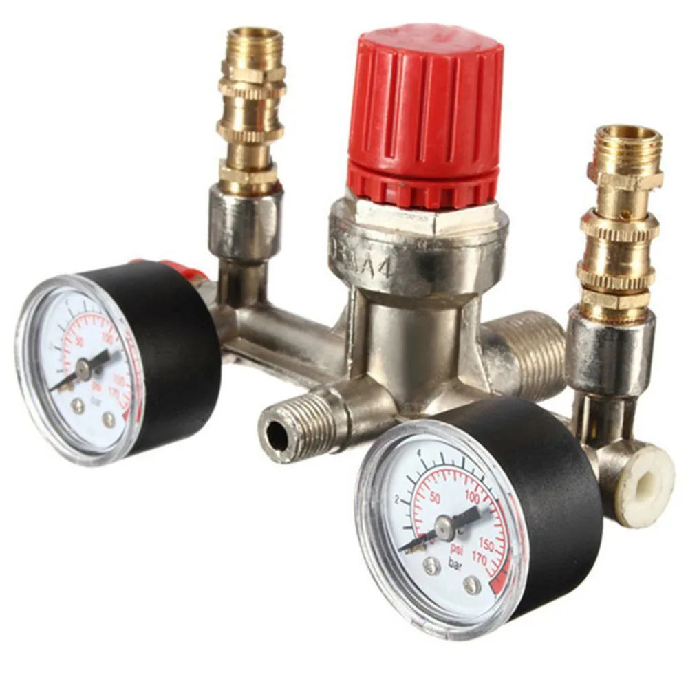

Air Compressor Switch Adjustable Pressure Switch Pressure Regulating with 2 Press Gauges Valve Control Set 230V Arrival