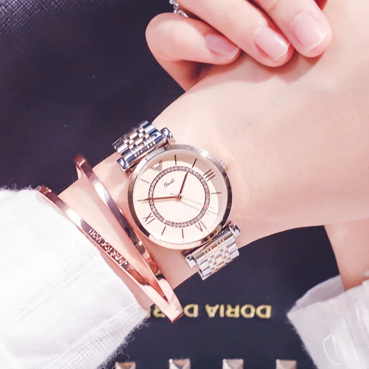 

Relogio Feminino Women Luxury Crystal Watch Women's Quartz Wristwatches Ladies Full Steel Casual Business Gold Silver Watches