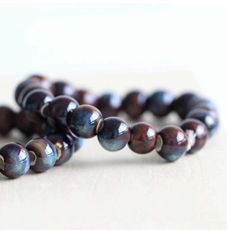 Women Lucky round bead Strand Bracelets Round Shape Handmade Ceramic Bangles Boho Style Beaded Bracelet Girls Birthday Gift (6)