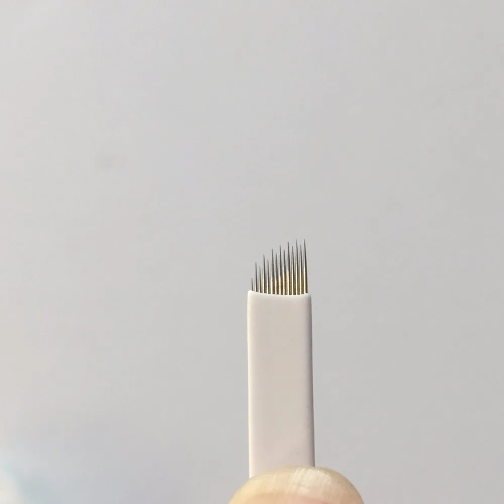 

100 Pcs 21PINS PERMANENT MAKEUP EYEBROW MICROBLADES 3D HIGHT AND LOW EYEBROW TATTOO NEEDLE MICROBLADES