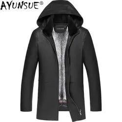 AYUNSUE зимняя куртка для мужчин из натурального меха пальто для мужчин Deerskin Натуральная мужская кожаная куртка пальто из норки парка LN-181706 KJ2301