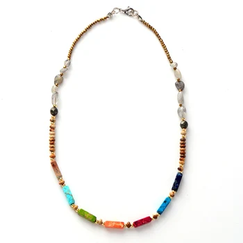 Chakra Necklace Natural Stone Labradorite Choker Necklace Women  New Fashion Bead Chain Necklaces