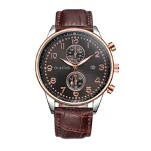 Newest Fashion Hot Sale Men Luxury Stainless Steel Quartz Military Sport Leather Band Dial Wrist Watch Dree Shipping&Wholesale