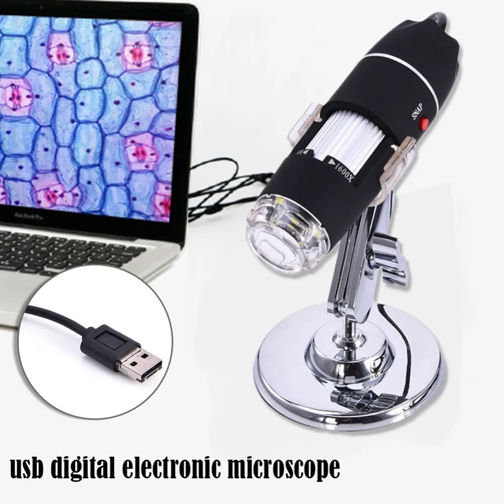 Usb цифровой микроскоп камера светодиодный электронный эндоскоп 1600X очки лупа увеличительное стекло Настольная Лупа черный