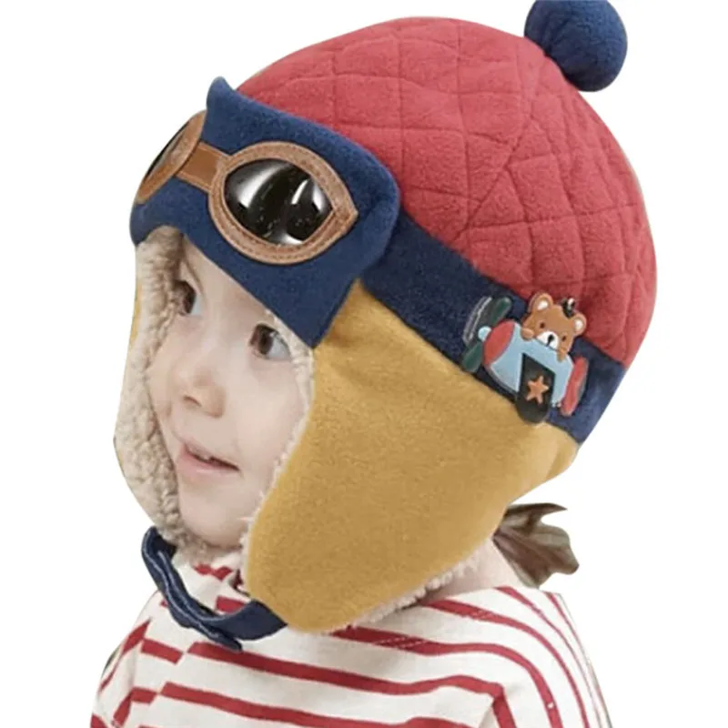 Детский шлем летчика для малышей, крутая зимняя теплая шапка-Авиатор для маленьких мальчиков и девочек, мягкая шапка с ушками