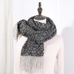 Модный теплый зимний шарф унисекс, новые толстые мягкие шарфы с кисточками, женские серые шарфы, полосатые кашемировые шали, Мужская