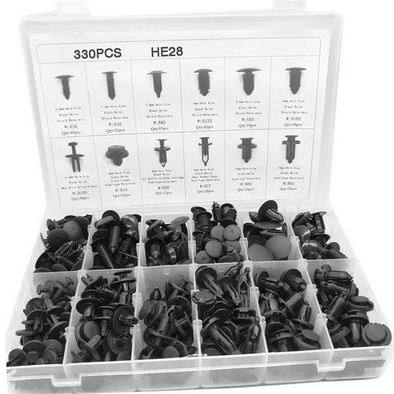 

330Pcs Auto Body Plastic Push Retainer Pin Rivet Fasteners Trim Car Moulding Clip Panel Retainer Clips for universal Car zk30