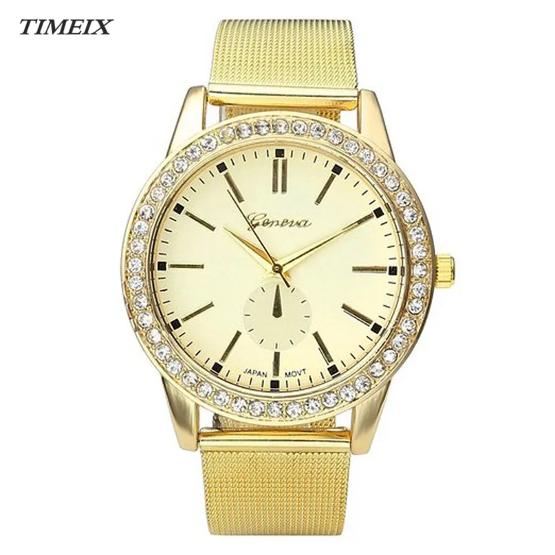 2017 New Geneva Women's Stainless Steel Band Roman Rhinestone Quartz