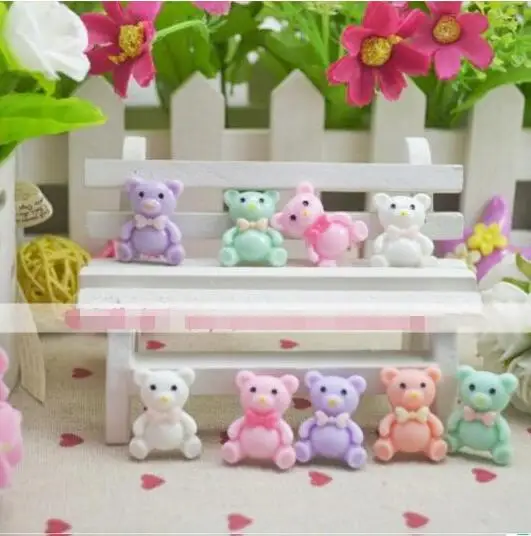 

10pcs/lot DIY resin cabochons accessories Flat back resin bear mix colors 1.99USD
