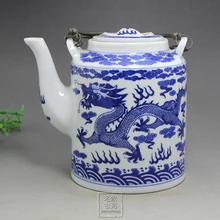 Free delivery in the Qing Dynasty blue dragon portable teapot antique porcelain of the Ming and Qing Dynasties Home Furnishing m mahogany furniture solid wood dining side of ming and qing dynasties tea cabinet classical chinese rosewood cabinet bowl of win