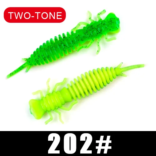 Larva Soft Lures 50mm 76mm 89mm Artificial Lures Fishing Worm Silicone Bass Pike Minnow Swimbait Jigging Plastic Baits - Color: 004