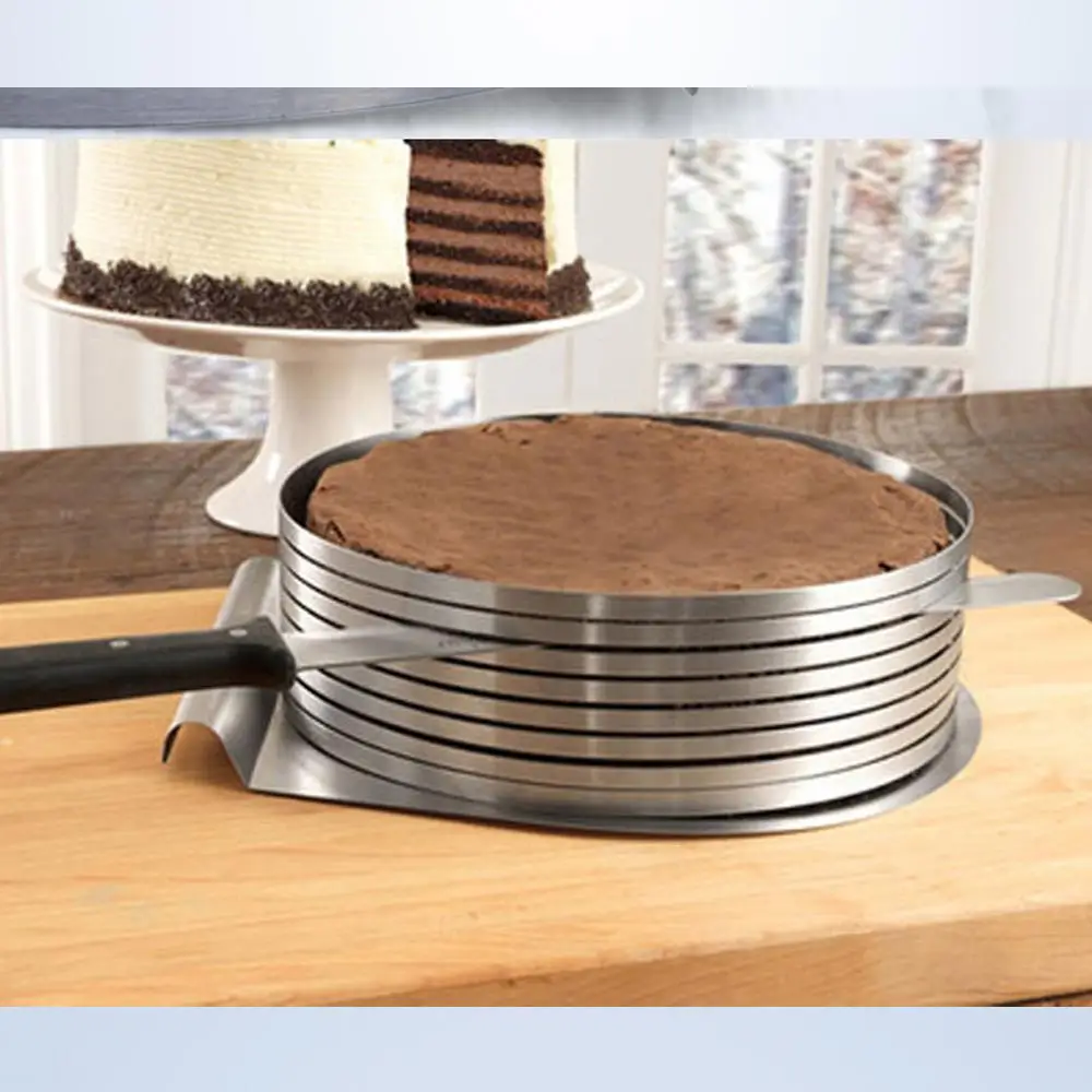 New Adjustable Layer Cake Slicer Home Stainless Cake Ring Mold Kit