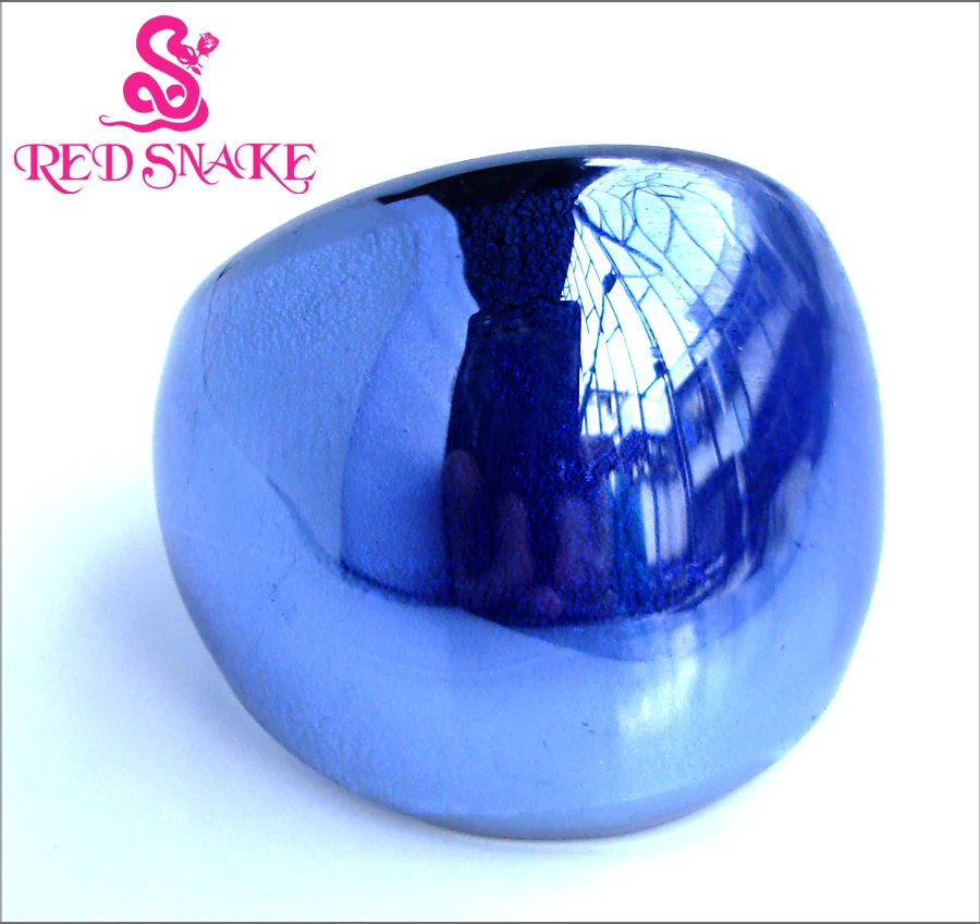 Красная змея модное кольцо ручной работы голубой с серебряной фольгой жемчужной текстурой Глянцевые Кольца из муранского стекла