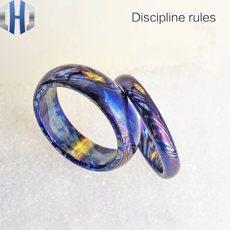 

18.5mm Titanium Ma Shige Color Ring Ring Forced Metal Restraint Ring Edc Titanium Burning Blue Ring