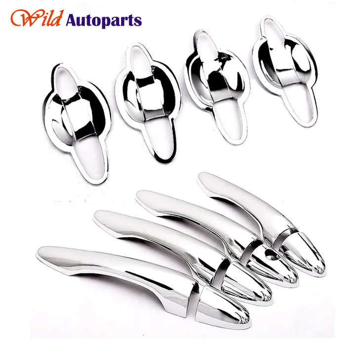 8pcs ABS Chrome Door Handle Bowl Cover Molding Tri...