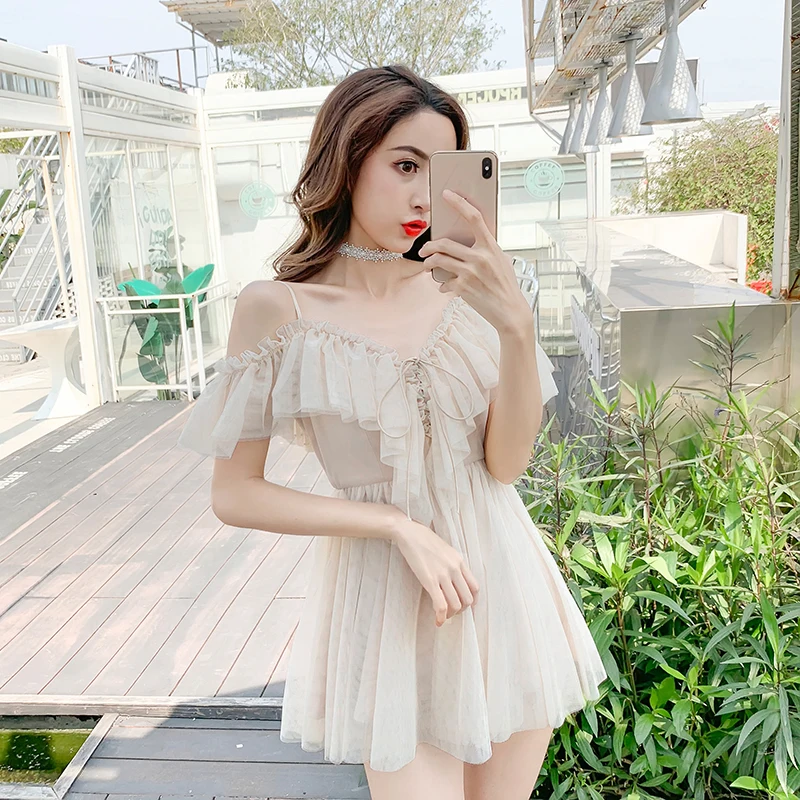 

Sexy Women Mesh Ruffle Dress Summer Extra Mini High Waist Dresses Ladies Spaghetti Strap Beach Dress 2019 Vestidos De Festa