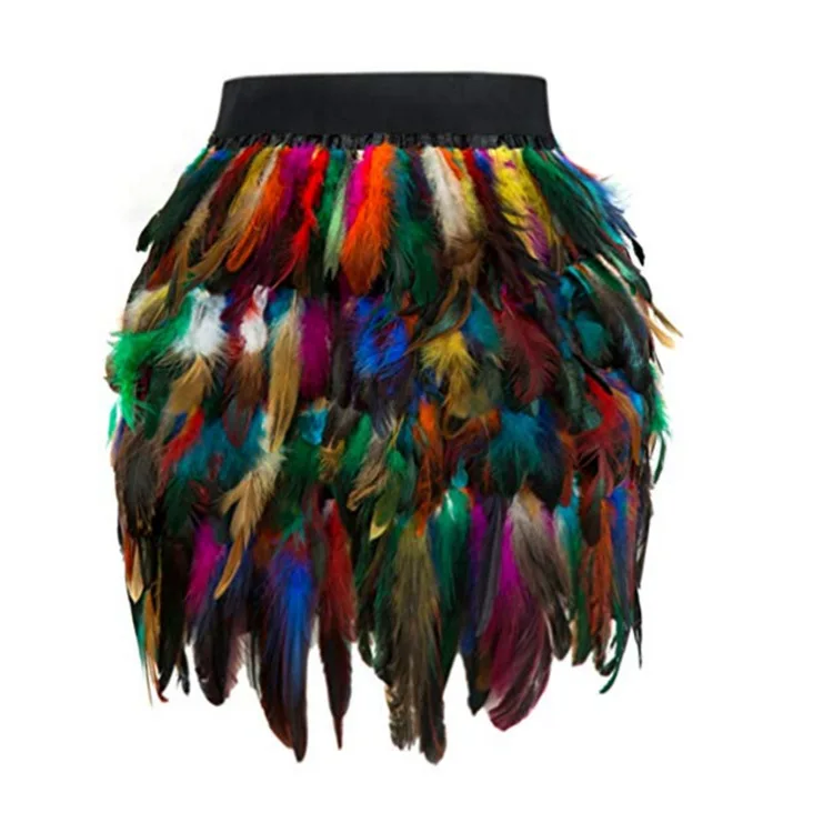 

Faldas Mujer Polyester Cotton Midi Skirt Time-limited Natural Tutu Free Shipping 2019 Feather Style Irregular Casual Feathers