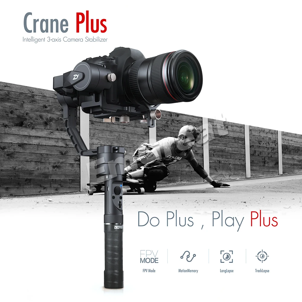 Zhiyun Crane Plus 3-осевой ручной шарнирный стабилизатор для камеры GoPro для цифровой зеркальной камеры Canon Nikon sony беззеркальных цифровых зеркальных фотокамер Камера Поддержка 2,5 кг режим POV