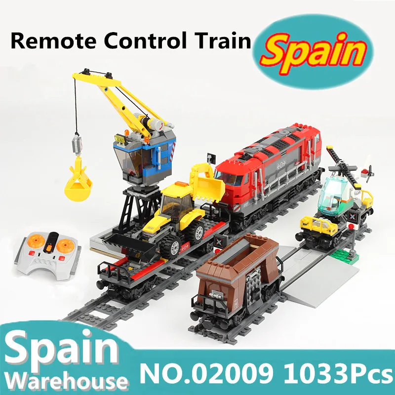 

Building Blocks City RC Train Car 02009 1033pcs The Heavy Haul Train Compatible Legoing Technic 60098 Toys For Children Gift