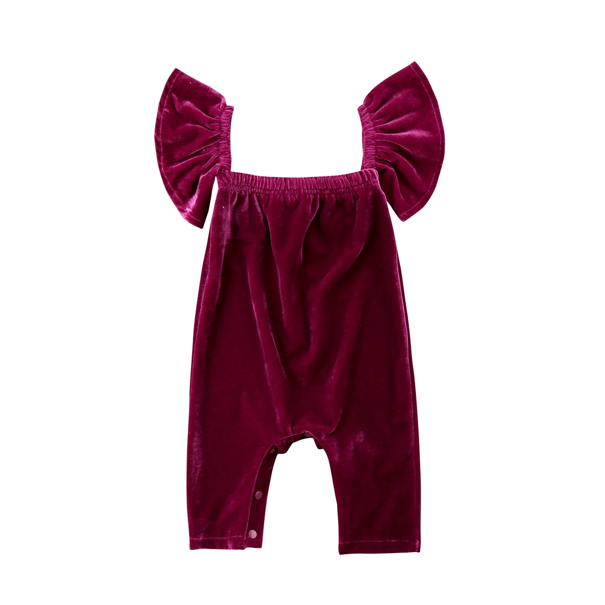 Adorable Newborn Baby Girl Ruffle Velvet Off Shoulder Ruffles Romper