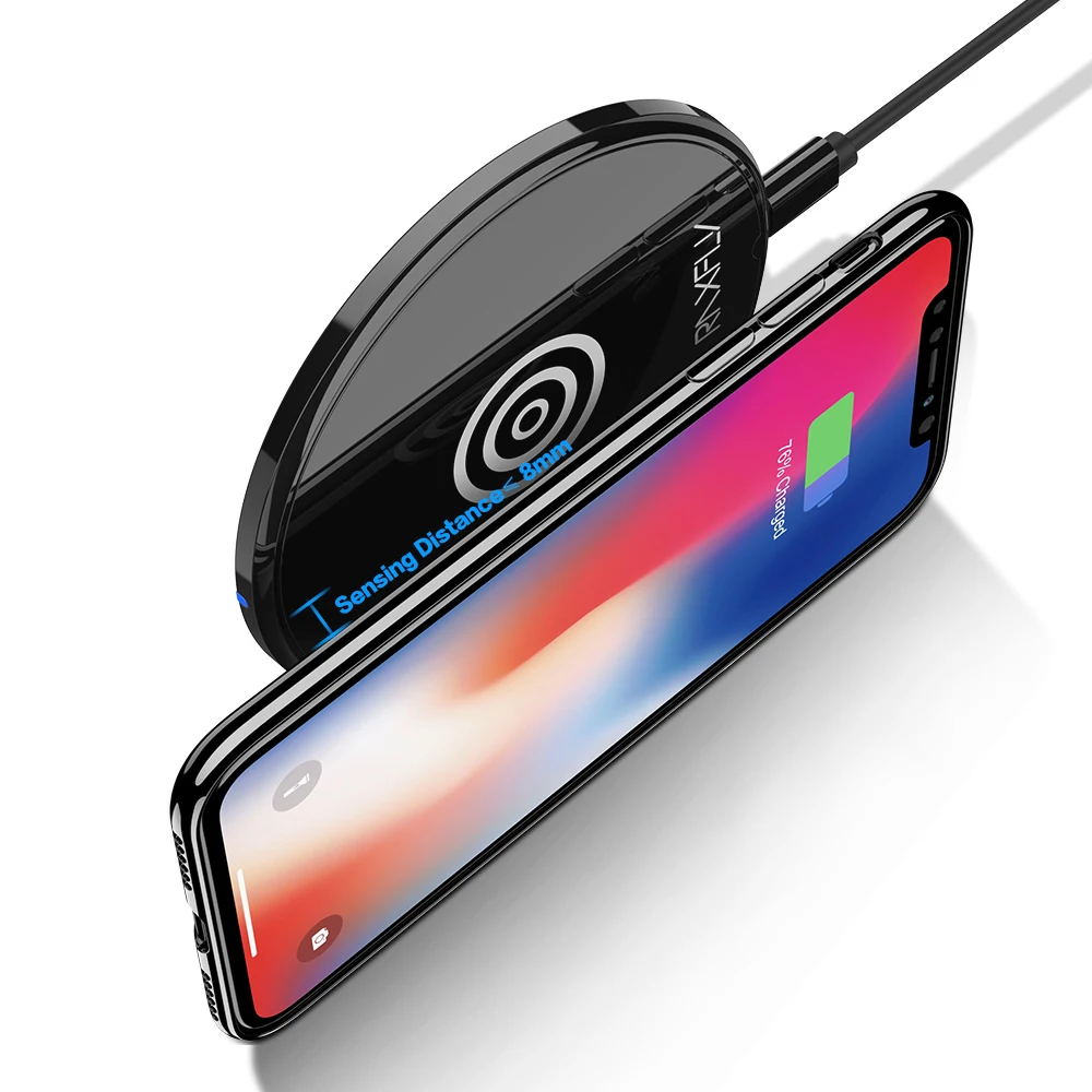 RAXFLY Ци Беспроводное зарядное устройство для iPhone X 8 плюс 5 Вт беспроводной быстрое