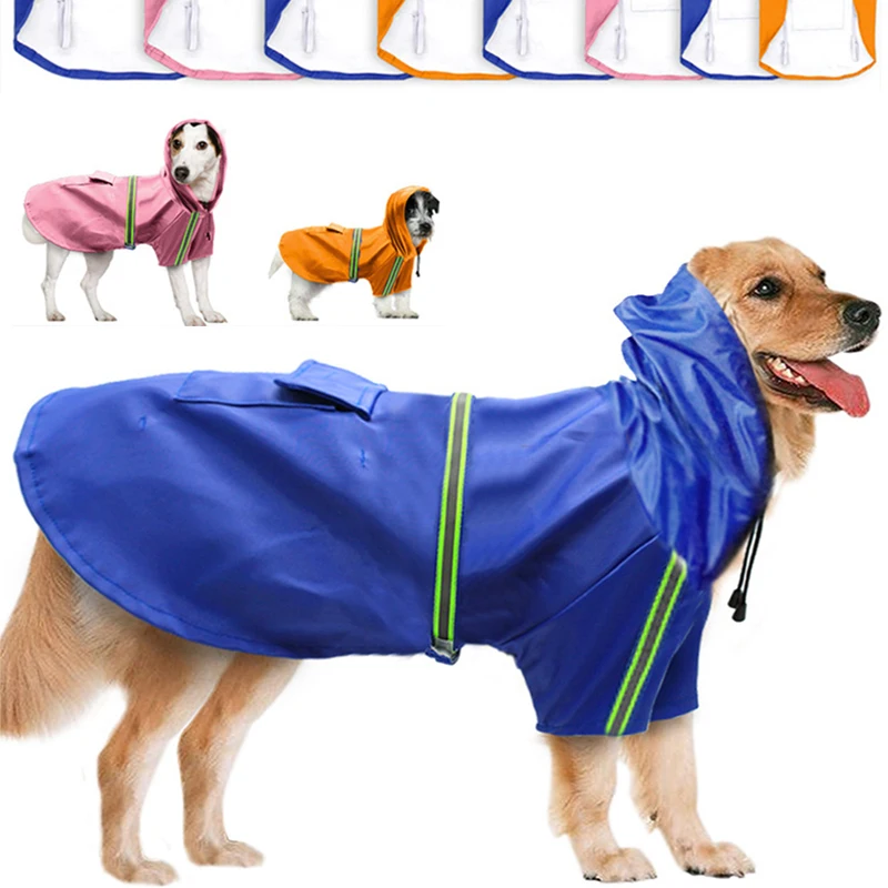 Dog Raincoat Reflective Waterproof Slicker For Small Large Dogs Clothes Pet Yellow Rain Coat