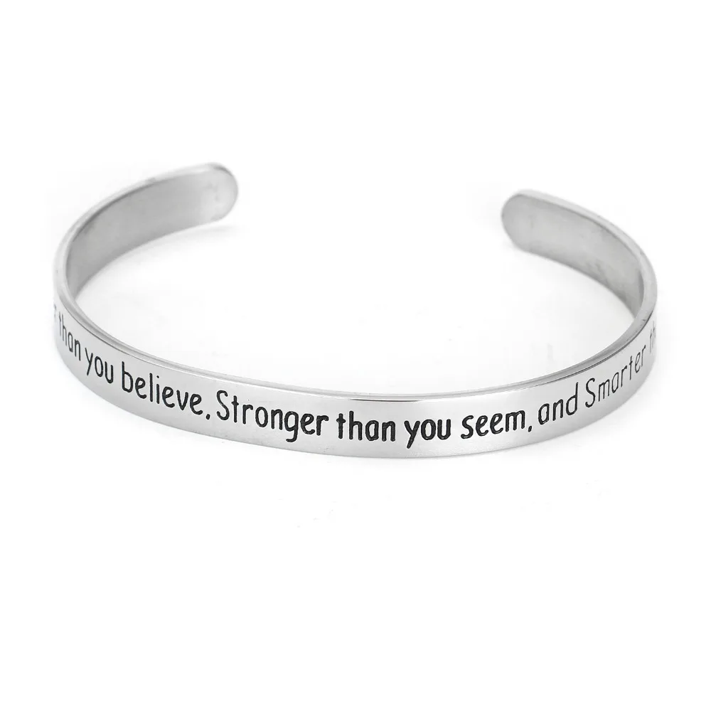 Inspirational Gift You Are Stronger Than You Seem Stainless Steel Cuff