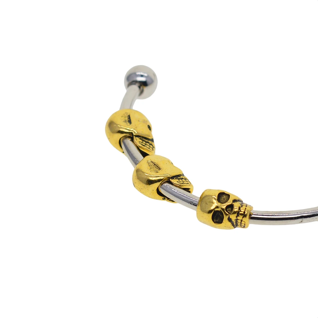 10pcs Alloy Antique Gold Gothic Punk Large Hole 3D Skull Spacer Loose Beads Jewelry Making Accessories