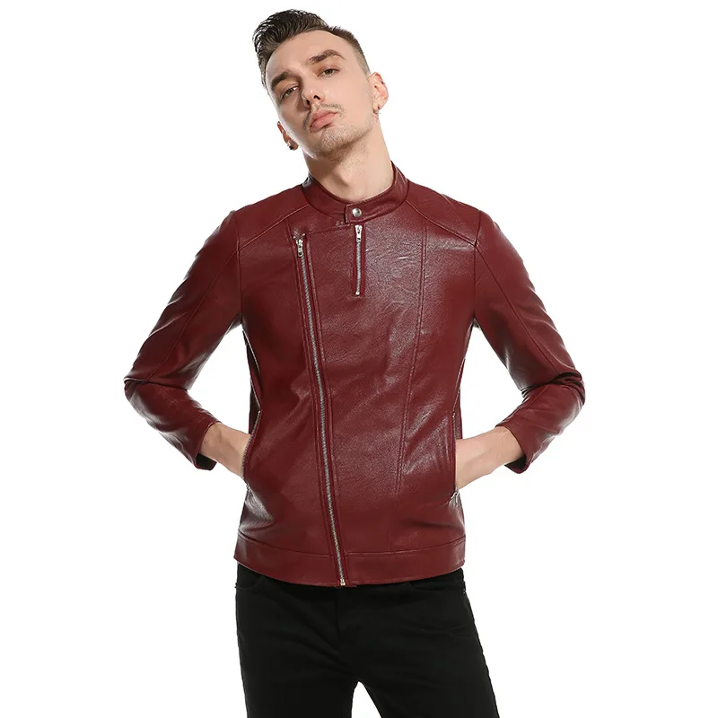 Mens Leather Jacket 2017 Autumn Winter Slim Fit Faux Leather Jacket