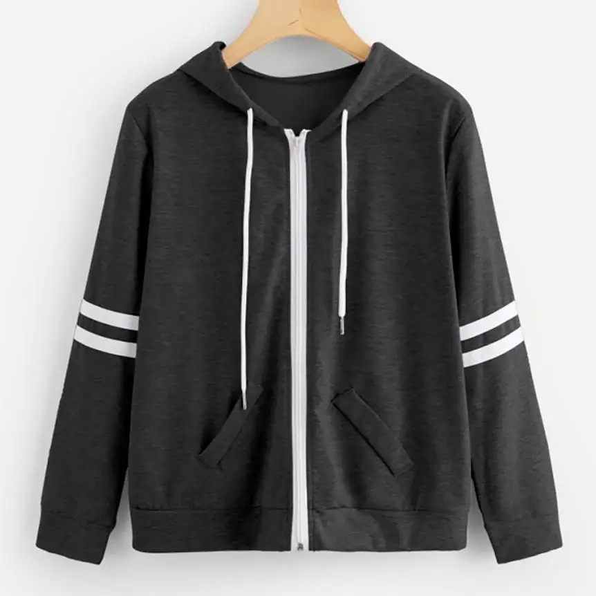 

Outerwear & Coats Jackets Women Patchwork Pocket Skinsuits Hooded Zipper Sweatshirt Sport coats and jackets women 2018AUG10